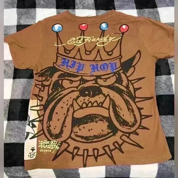 Ed Hardy Kids by Christian Audigier brown graphic large short sleeve t-shirt - Picture 2 of 4